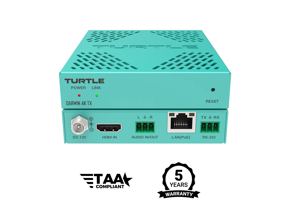 Turtle AV Darwin 4K TX — H.265 HDMI 4K AV over IP Transmitter
