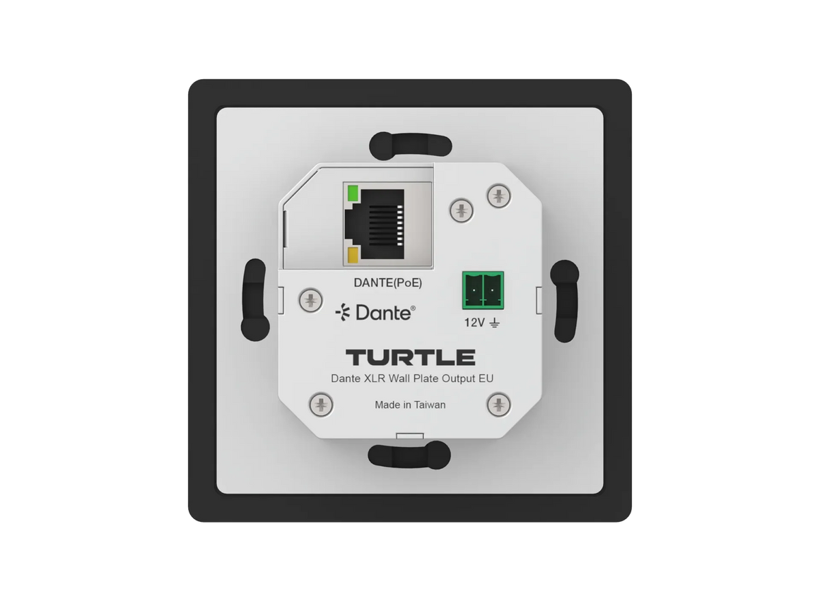 Turtle AV Dante Dual XLR Output Wallplate — EU Wall Box