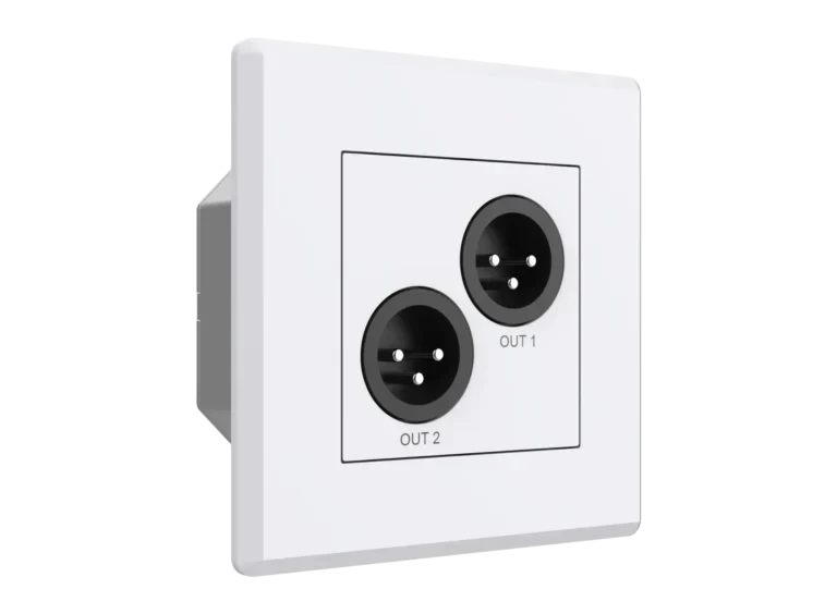 Turtle AV Dante Dual XLR Output Wallplate — EU Wall Box