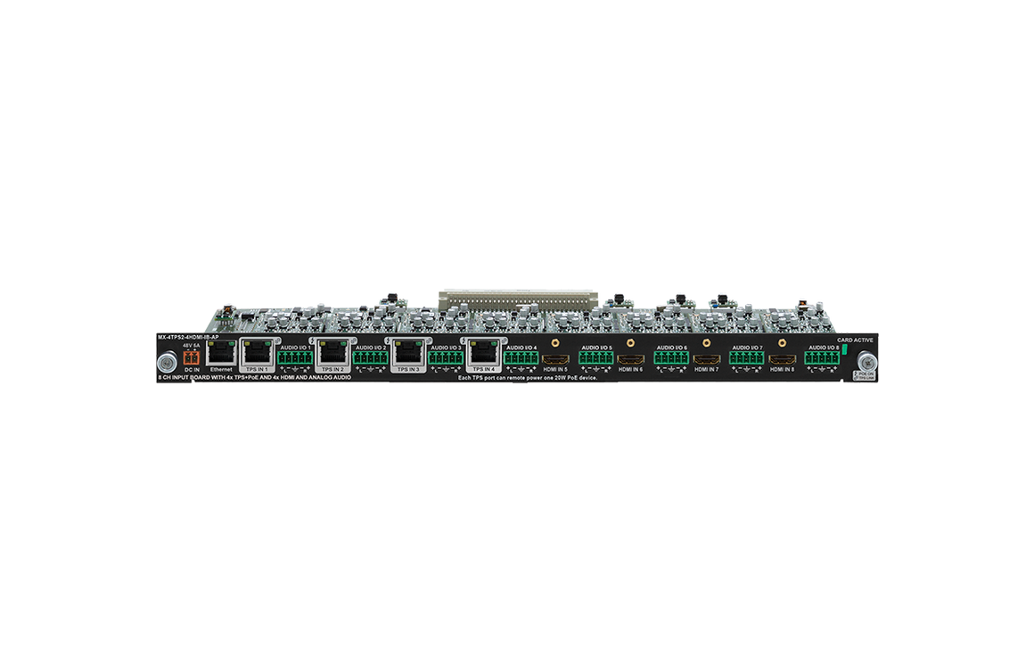 Network switch module with multiple ports on a white background