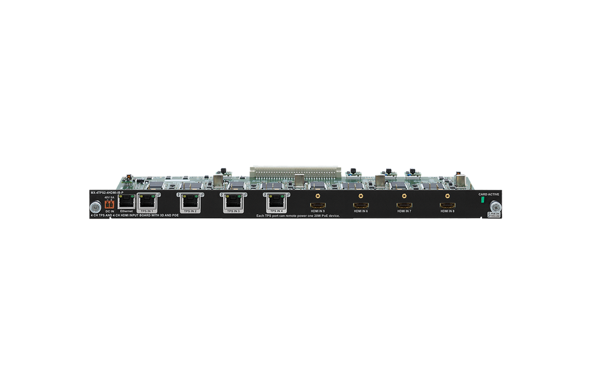 Network switch or router module with multiple ports on a white background