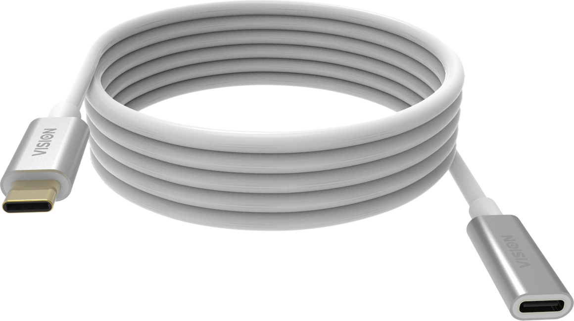 Vision White USB-C Extension Cable 2m