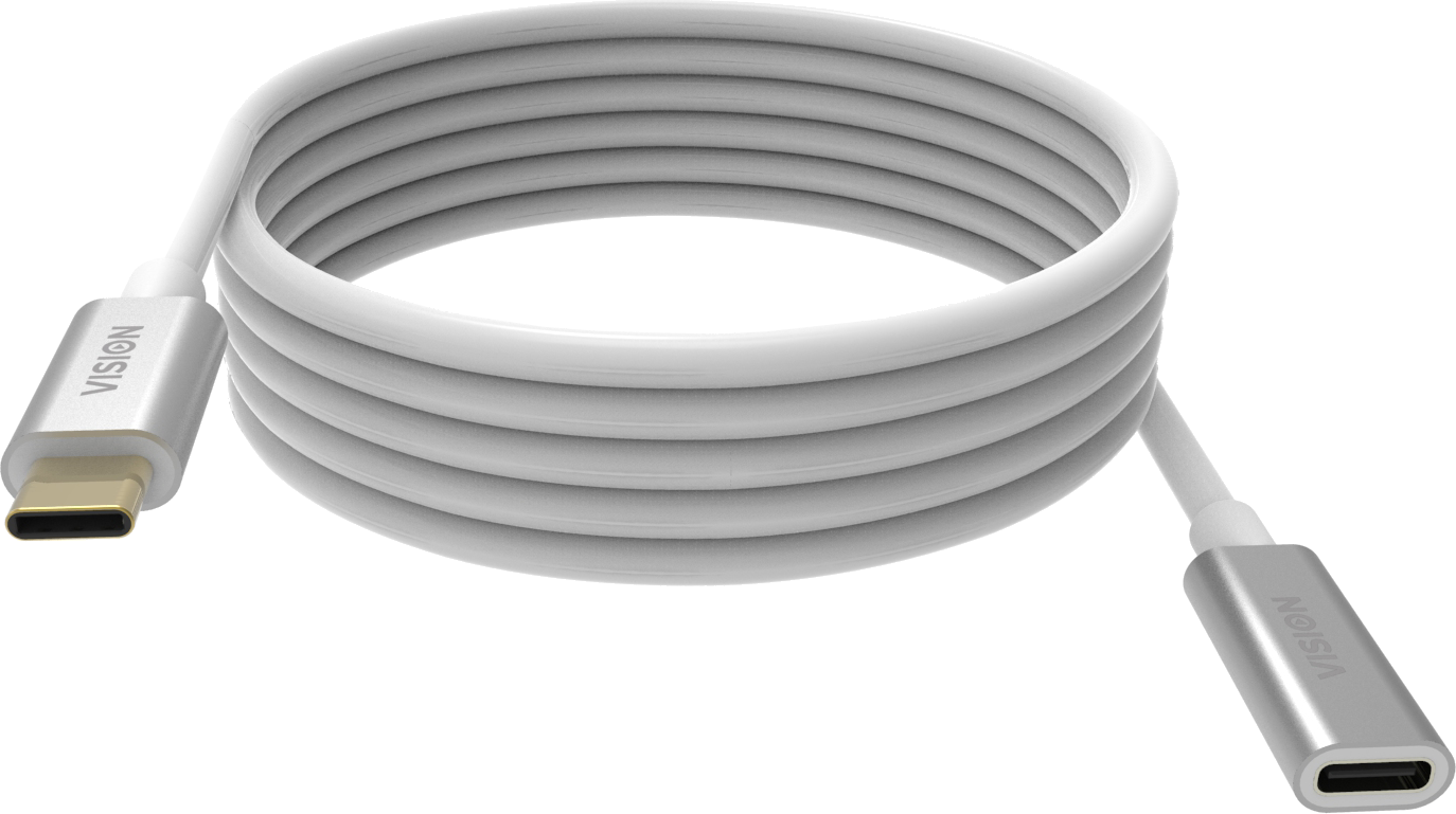 Vision White USB-C Extension Cable 2m