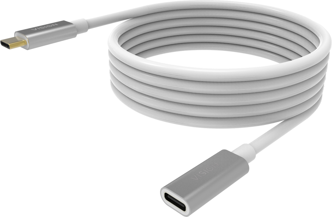 Vision White USB-C Extension Cable 2m