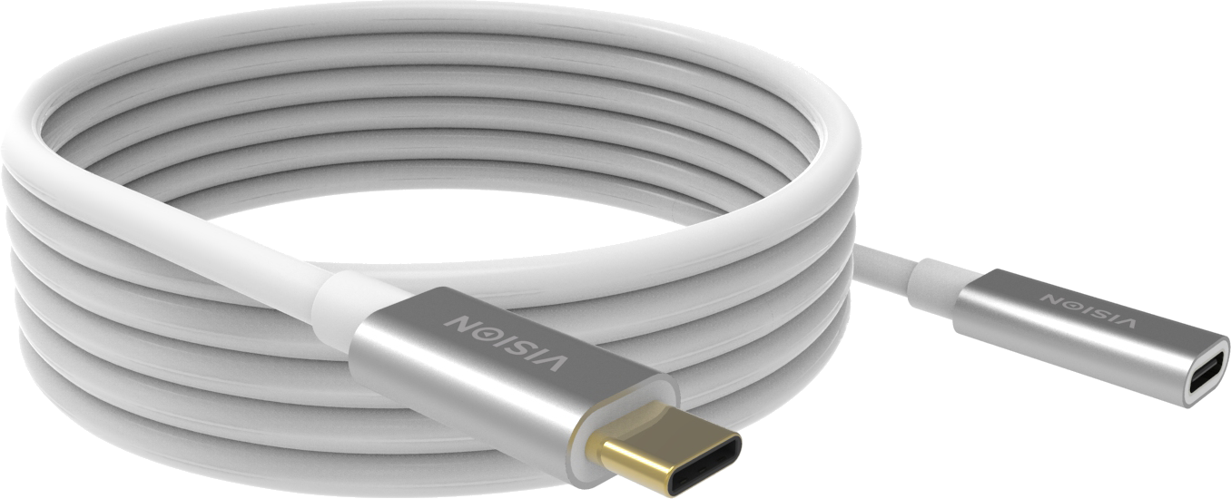 Vision White USB-C Extension Cable 2m