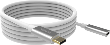 Vision White USB-C Extension Cable 2m
