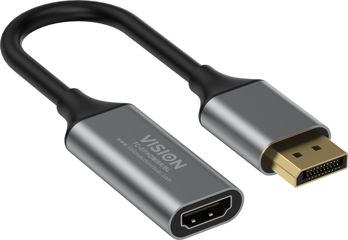Vision Black DisplayPort to 8K HDMI Adaptor
