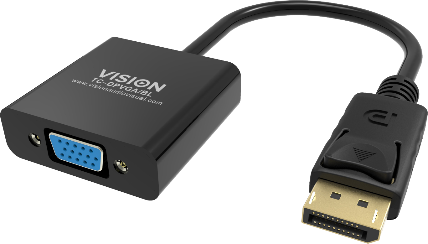 Vision Black DisplayPort to VGA Adaptor