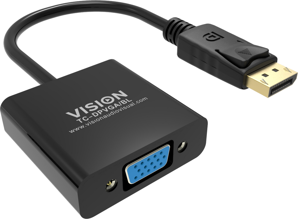 Vision Black DisplayPort to VGA Adaptor