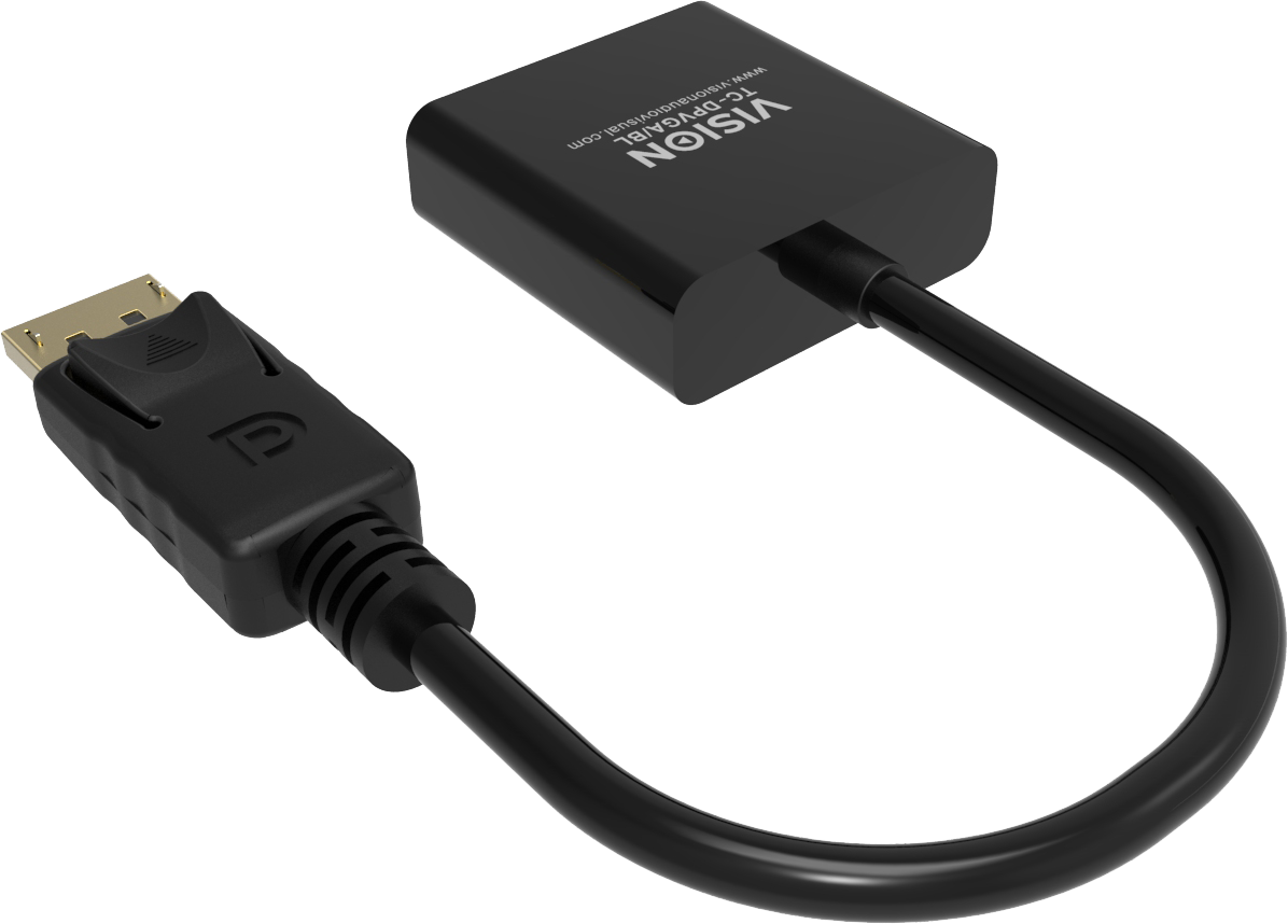 Vision Black DisplayPort to VGA Adaptor