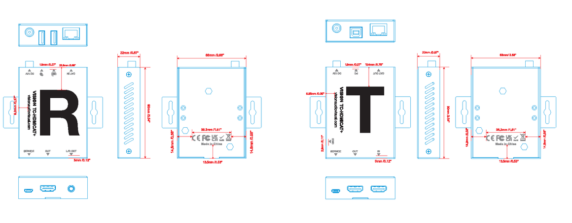 Vision HDMI and USB-over-CAT6 Transmitter and Receiver Set 70 m