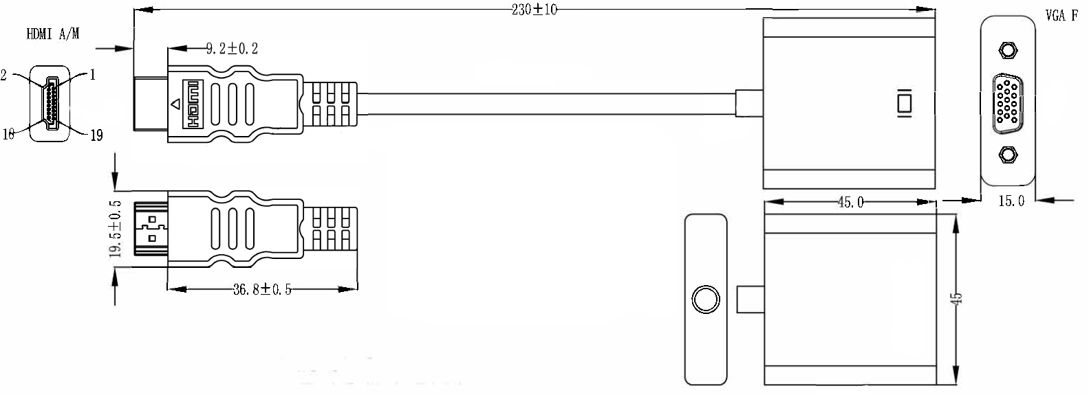Vision White HDMI to VGA Adaptor