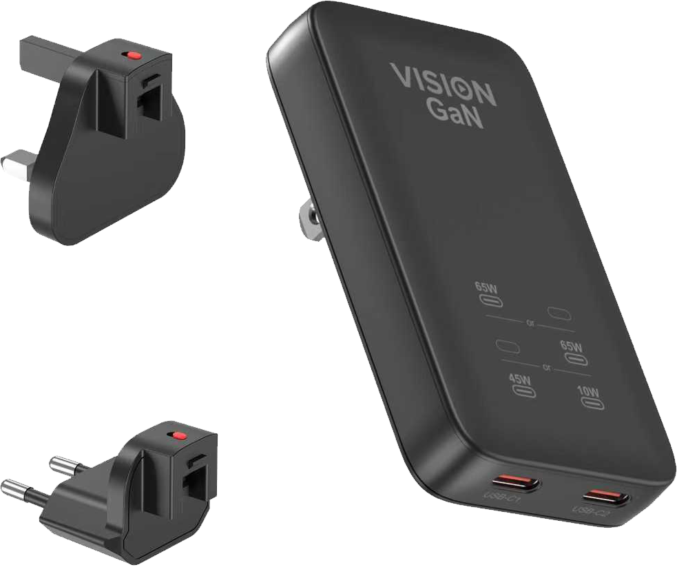 Vision Dual USB-C Charger with swapable EU and UK Plugs