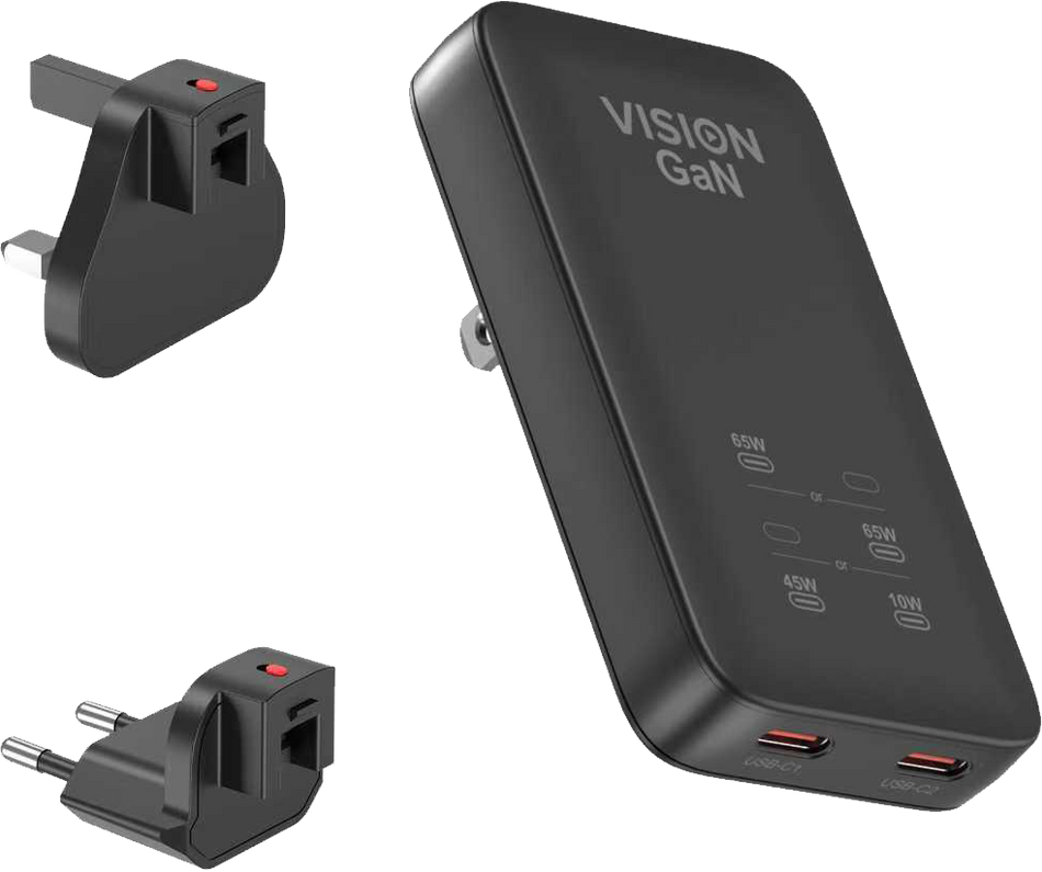 Vision Dual USB-C Charger with swapable EU and UK Plugs