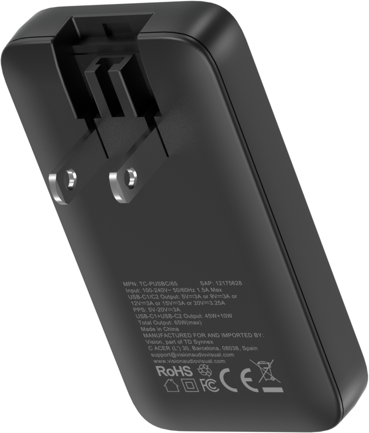 Vision Dual USB-C Charger with swapable EU and UK Plugs