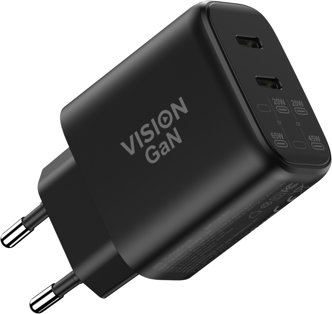 Vision Dual USB-C Charger with EU Plug