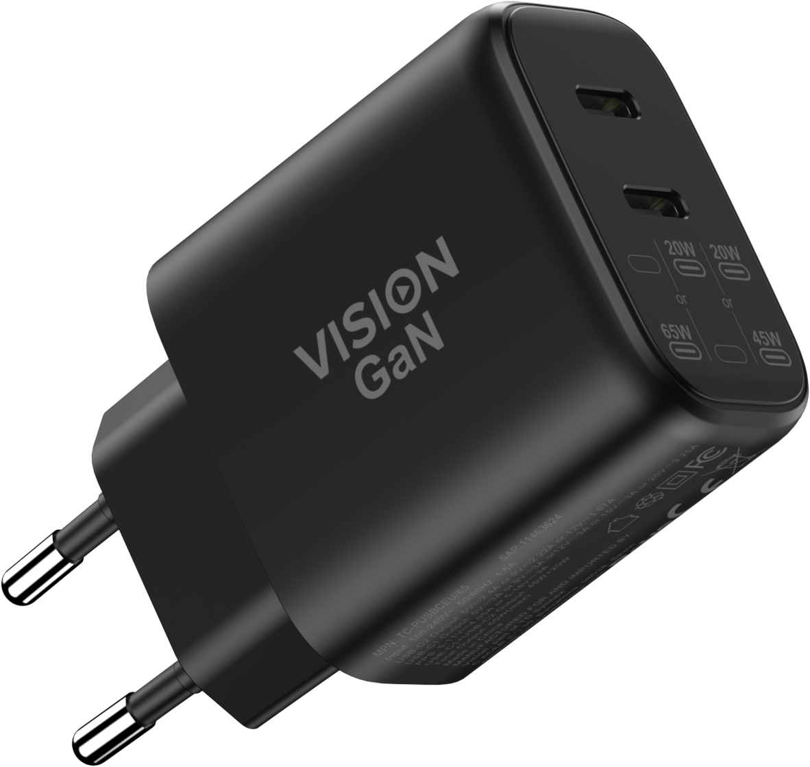 Vision Dual USB-C Charger with EU Plug