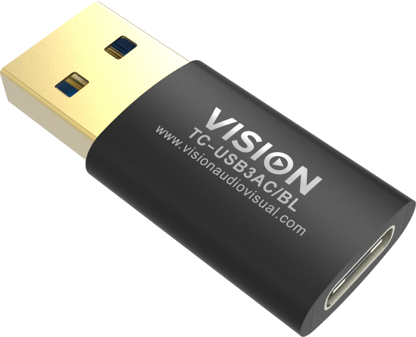 Vision TC-USB3AC-BL Black USB-C to USB 3.0A Adaptor