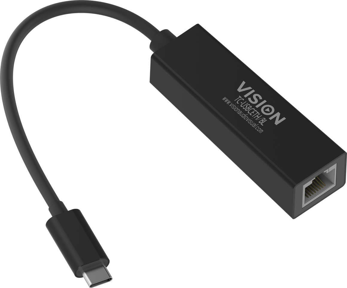 Vision Black USB-C to Ethernet Adaptor