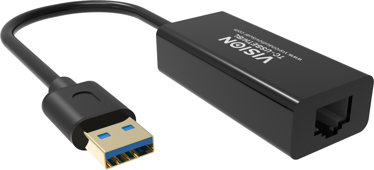 Vision Black USB 3.0 to Ethernet Adaptor