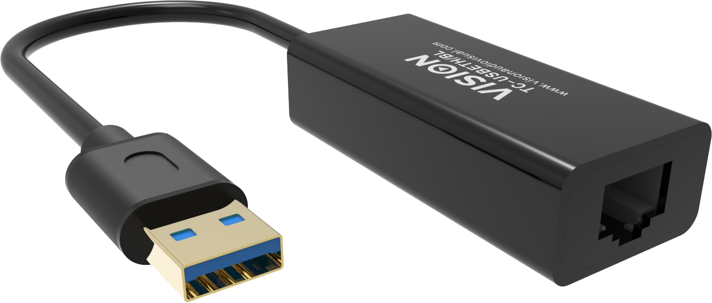 Vision Black USB 3.0 to Ethernet Adaptor