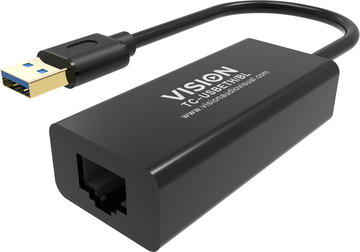 Vision Black USB 3.0 to Ethernet Adaptor