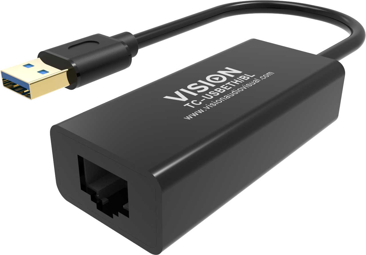 Vision Black USB 3.0 to Ethernet Adaptor
