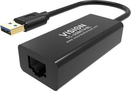 Vision Black USB 3.0 to Ethernet Adaptor