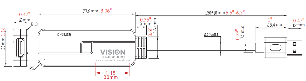 Vision Black USB 3.0 to HDMI Adaptor