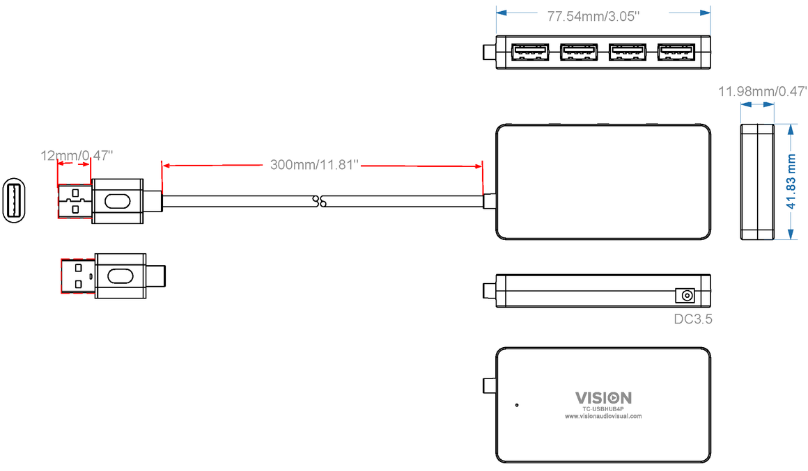 Vision USB 3.0 4-Port Hub