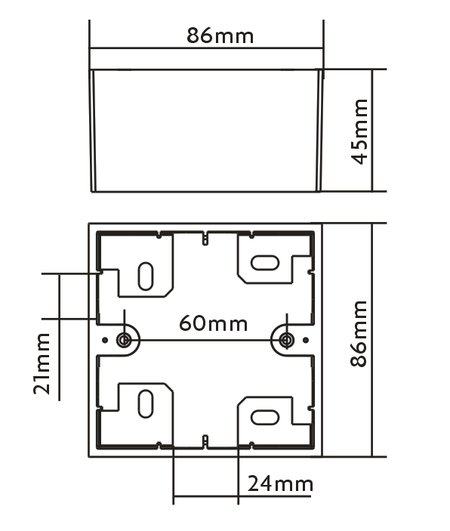 Vision TC3 UK 1-Gang Surface-Mount Backbox