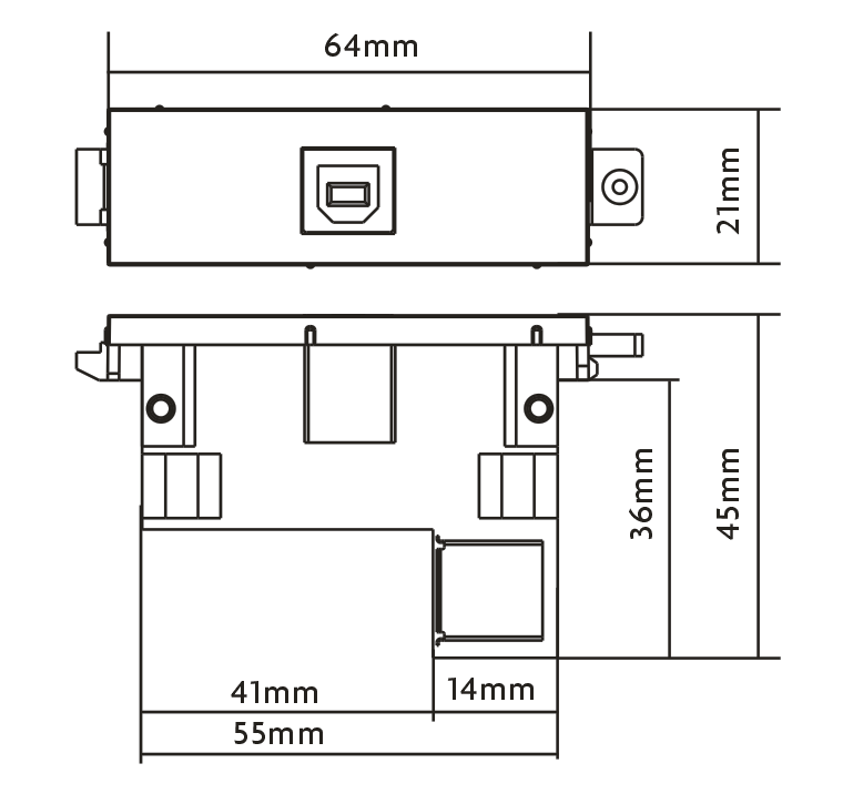Vision TC3 USB-B to USB-A Module with active booster circuit