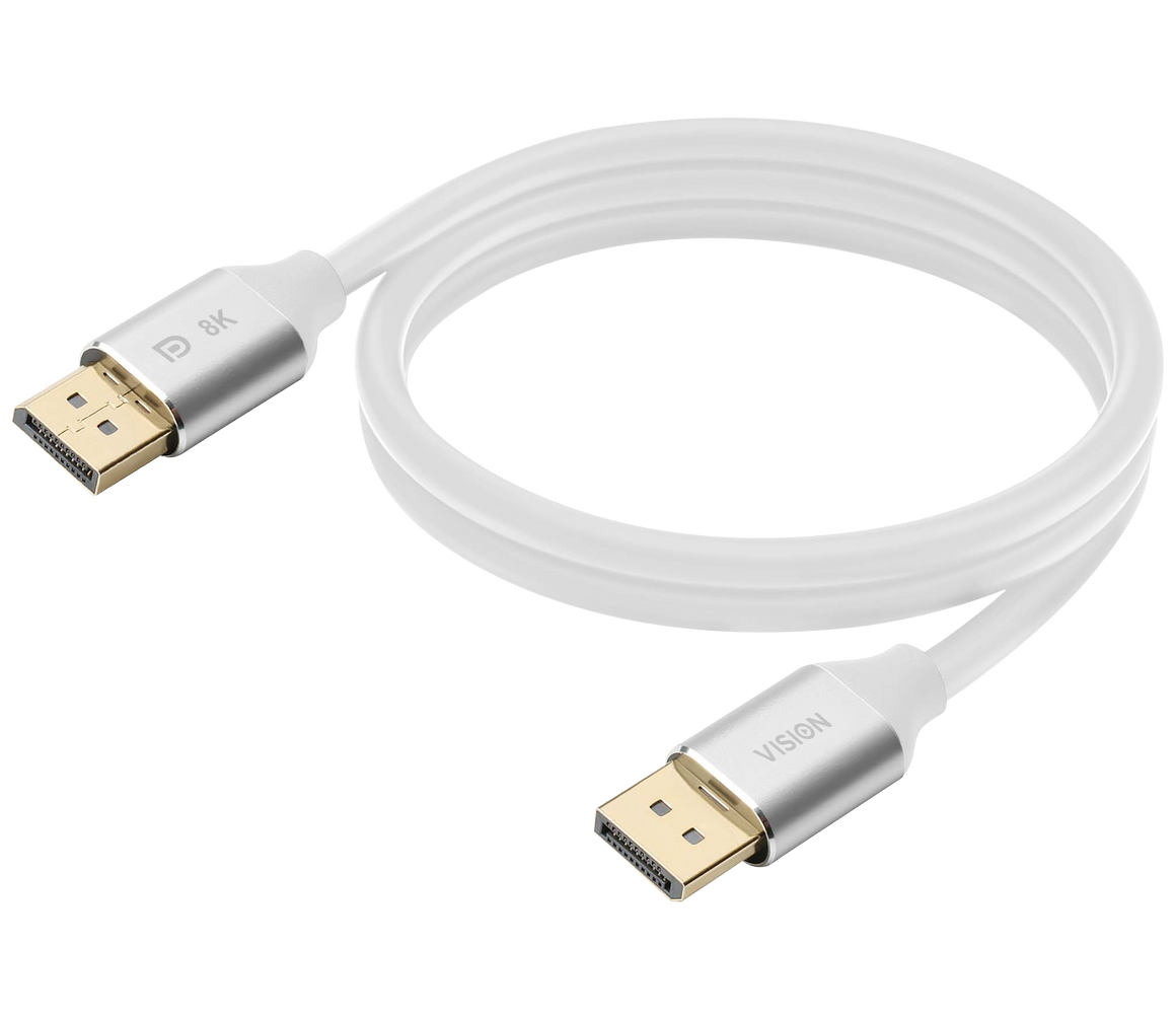 Vision White DisplayPort Cable 8k 2m