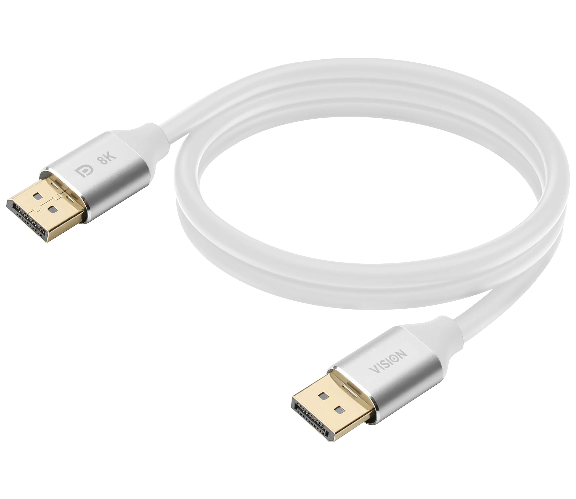Vision White DisplayPort Cable 8k 2m