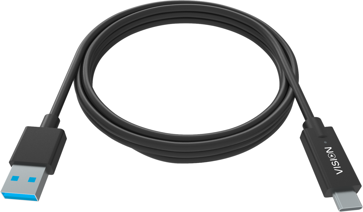Vision Black USB-C to USB 3.0A Cable 2m