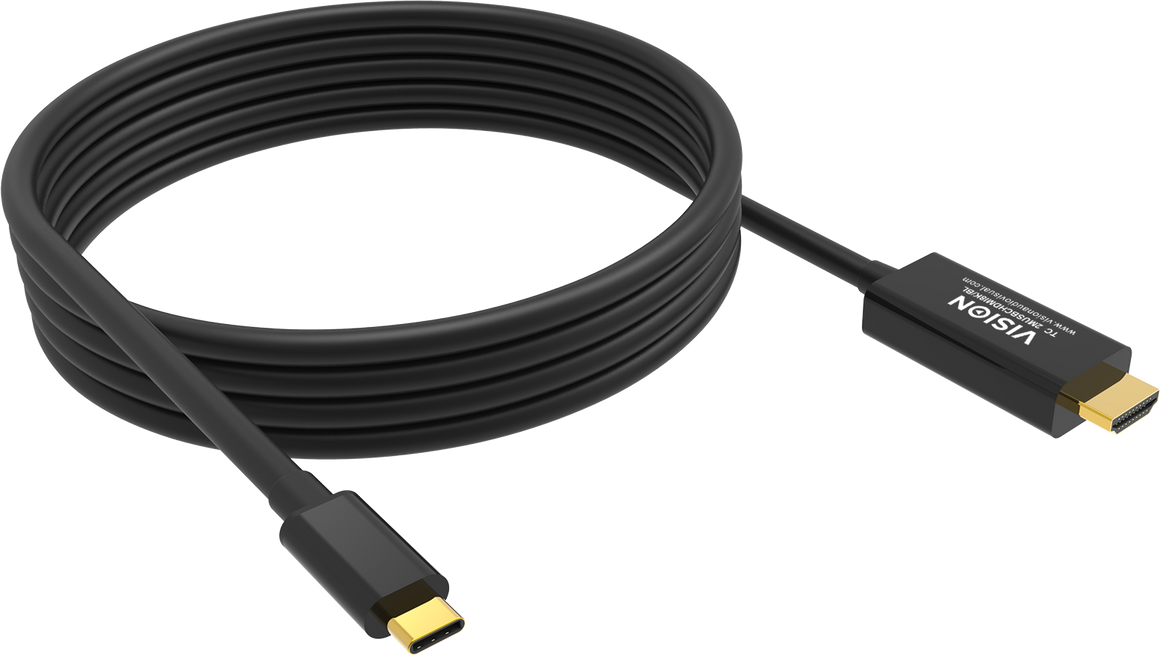 Vision Black USB-C to HDMI Cable 2m