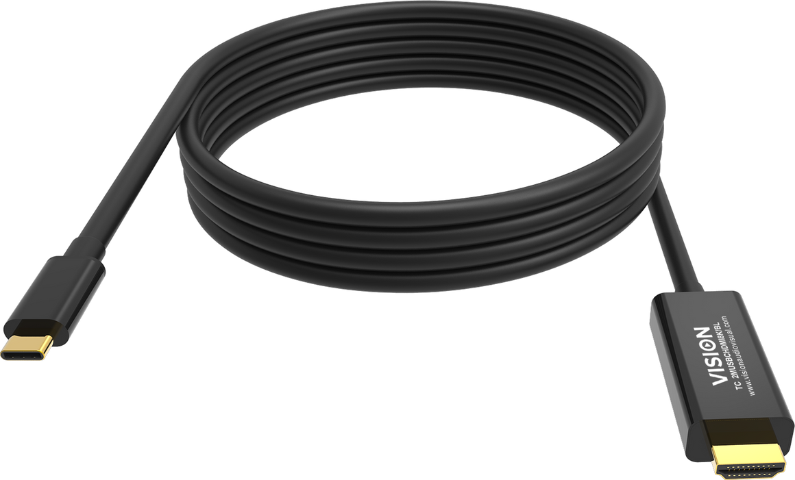 Vision Black USB-C to HDMI Cable 2m