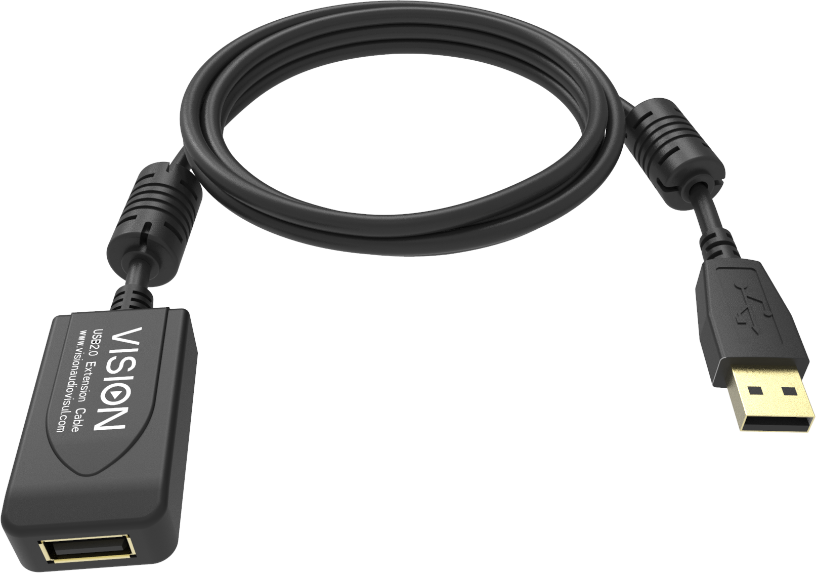 Vision Black USB 2.0 Extension Cable 5m (16ft) with active booster