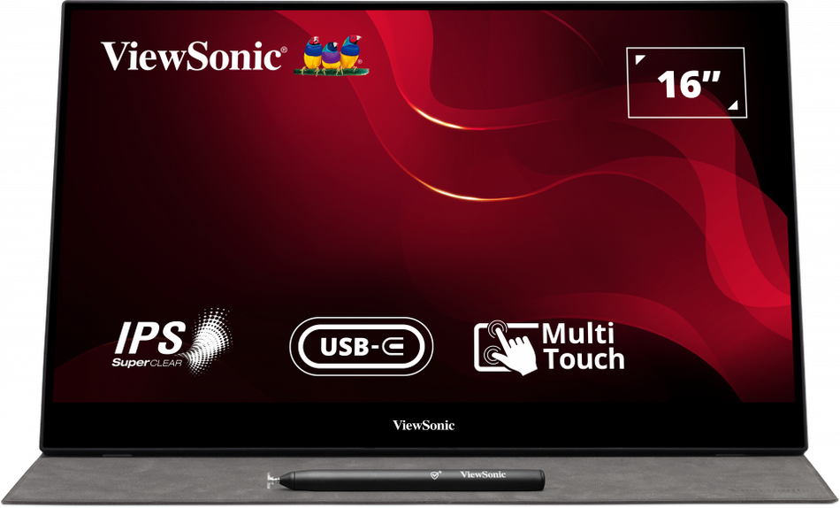 ViewSonic TD1655 16" Portable Touch Monitor – USB-C Travel Productivity Display