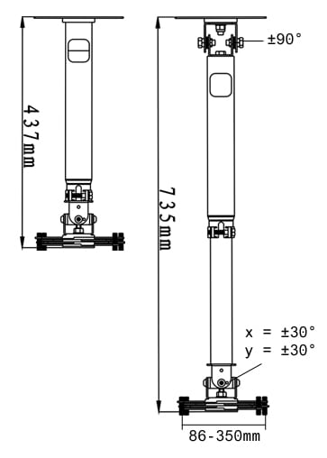 Vision Telescopic Projector Ceiling Mount