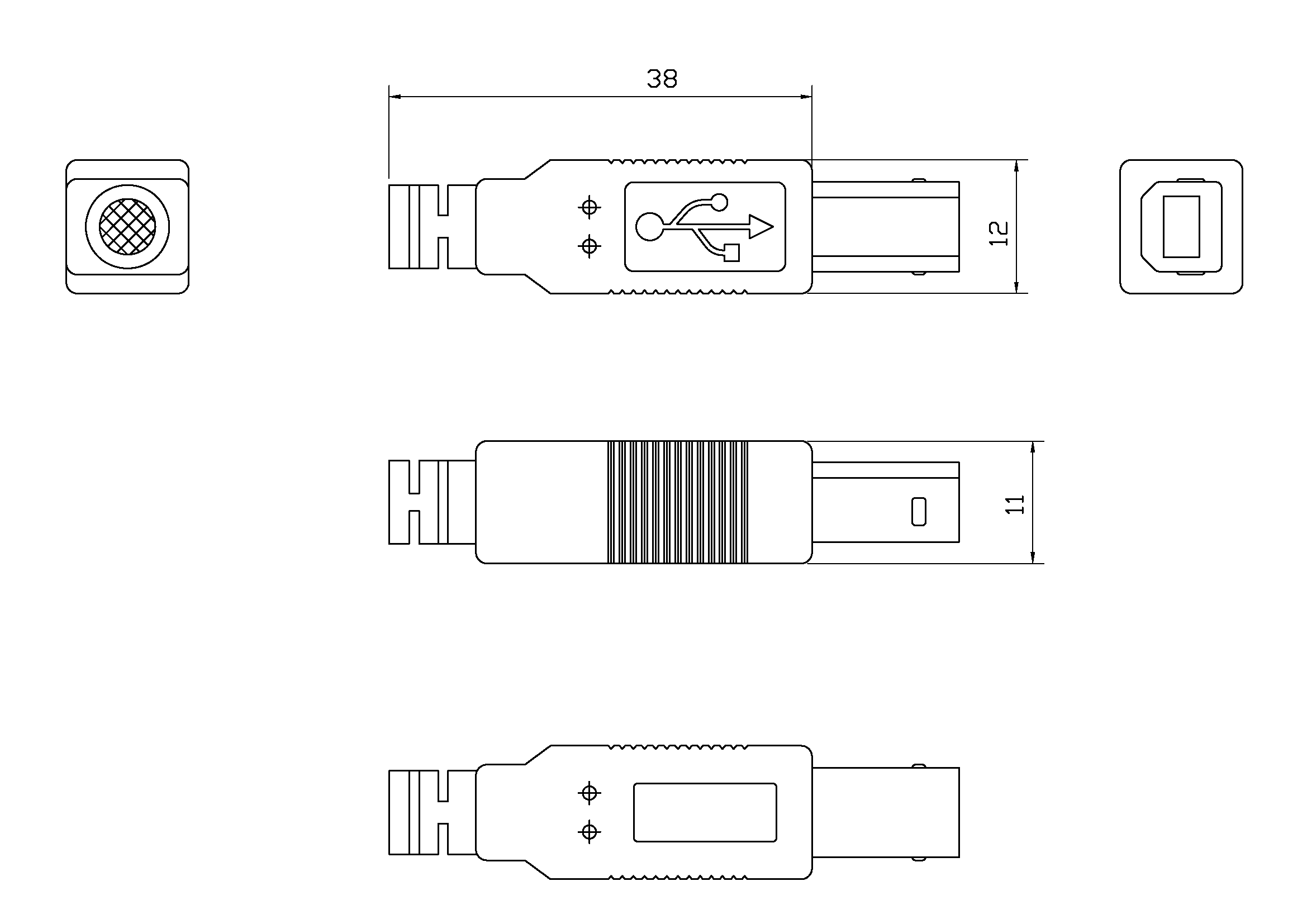 Vision White USB 2.0 Cable 2m