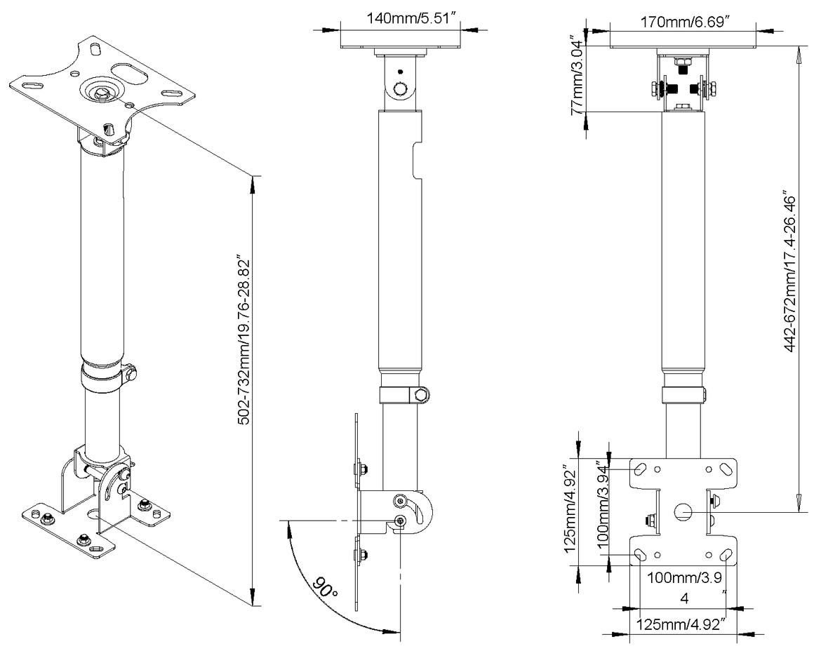 Vision Flat-Panel Ceiling Mount 100×100