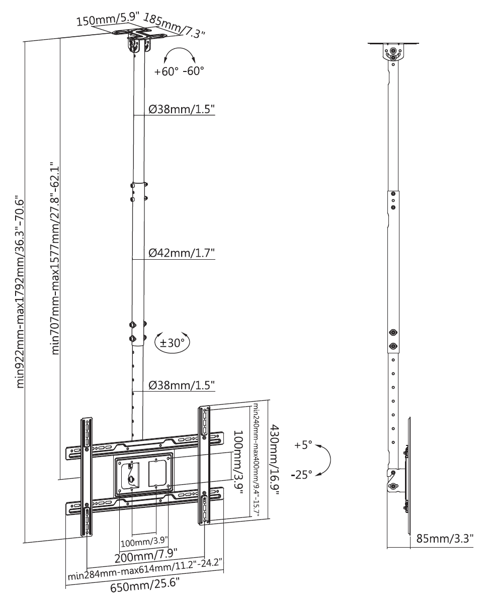 Vision Ceiling Mount for LFD 600×400