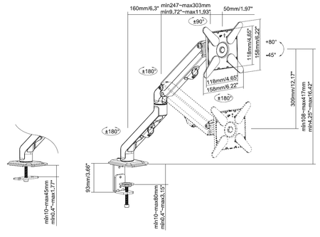 Vision Black Monitor Desk Arm 100×100