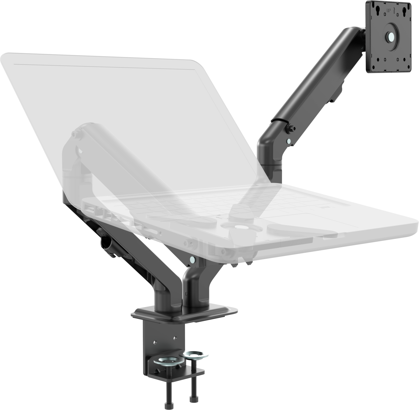 Vision Black Monitor Desk Arm 100×100 Dual