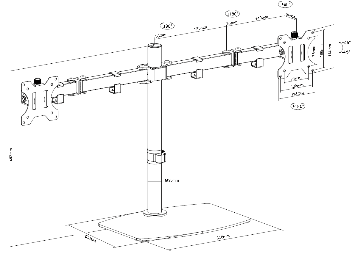 Vision Monitor Desk Stand 100×100 Dual