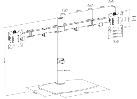 Vision Monitor Desk Stand 100×100 Dual