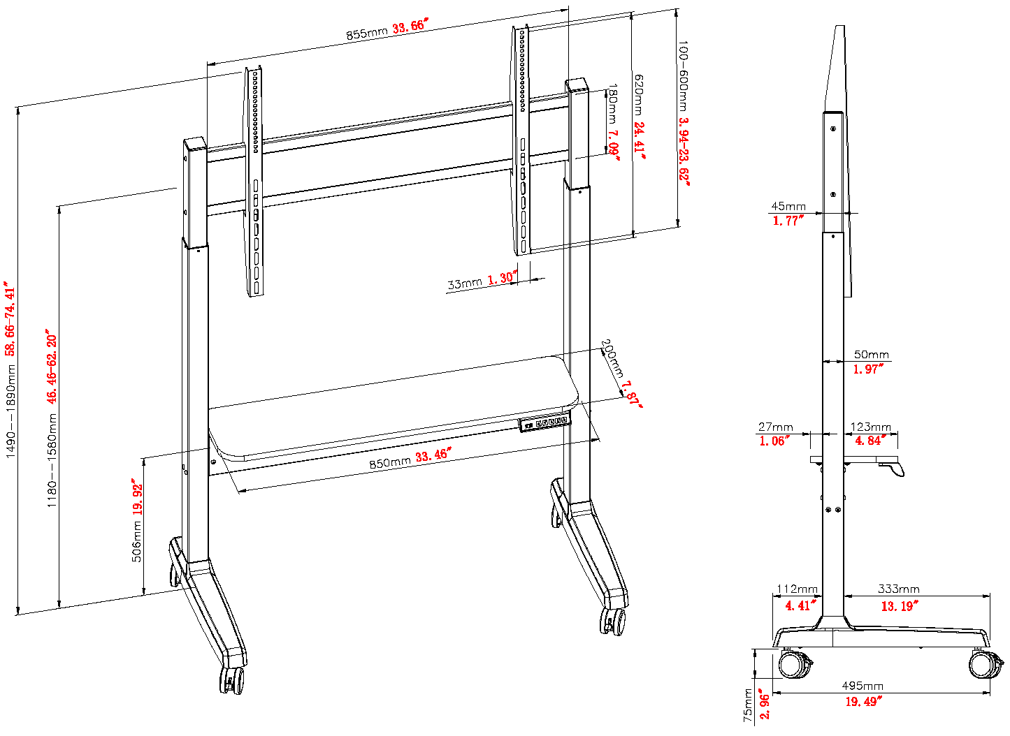 Vision Motorised Display Cart 60 kg