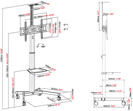 Vision Height-Adjustable Display Cart 50kg