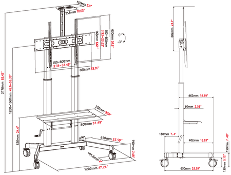 Vision Height-Adjustable Display Cart 80 kg